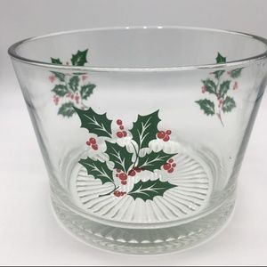 Vintage Holly Glass Serving Bowl